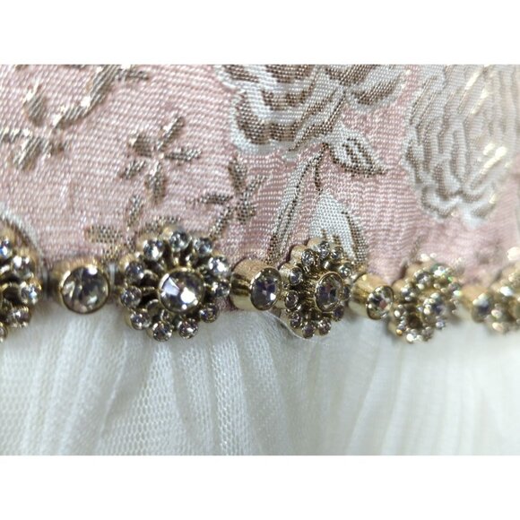 American Princess Girls Dress Size 10 Embroidered Floral Layered Skirt Rhineston - Picture 9 of 12